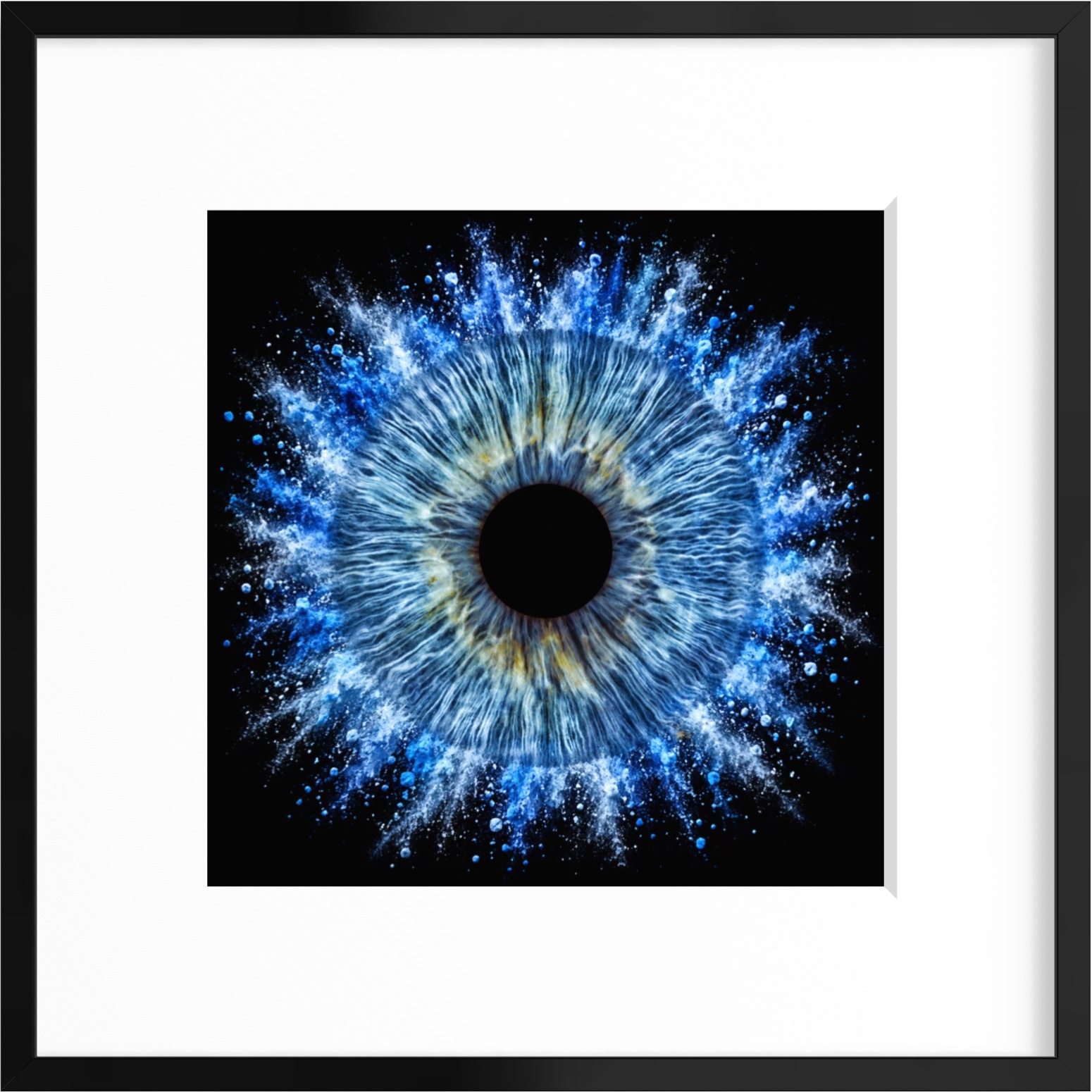 Iris-Kunst im Rahmen in einem Wohnraum